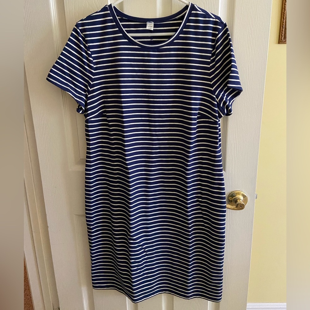 Navy and White Striped T-Shirt Dress by Gap